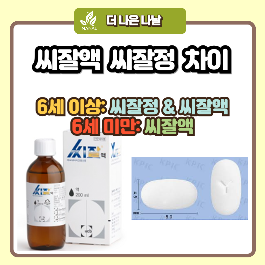 씨잘액 씨잘정 차이