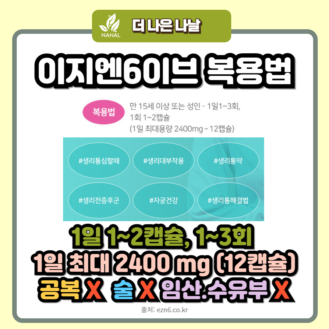 이지엔6이브 복용법 빈속 술 임산부 수유부