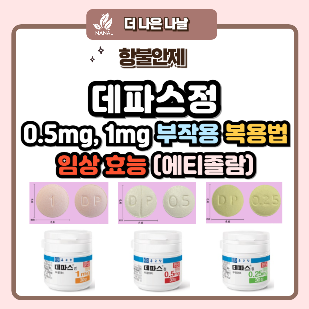 데파스정 0.5mg, 1mg 부작용 복용법 임상 효능(에티졸람)