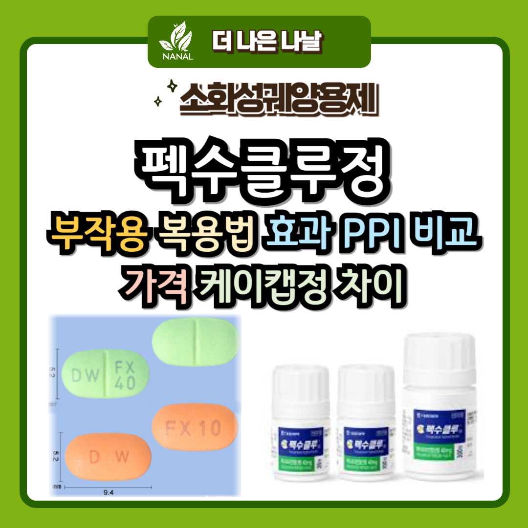 펙수클루정 부작용 복용법 효과 PPI 비교 가격 케이캡정 차이