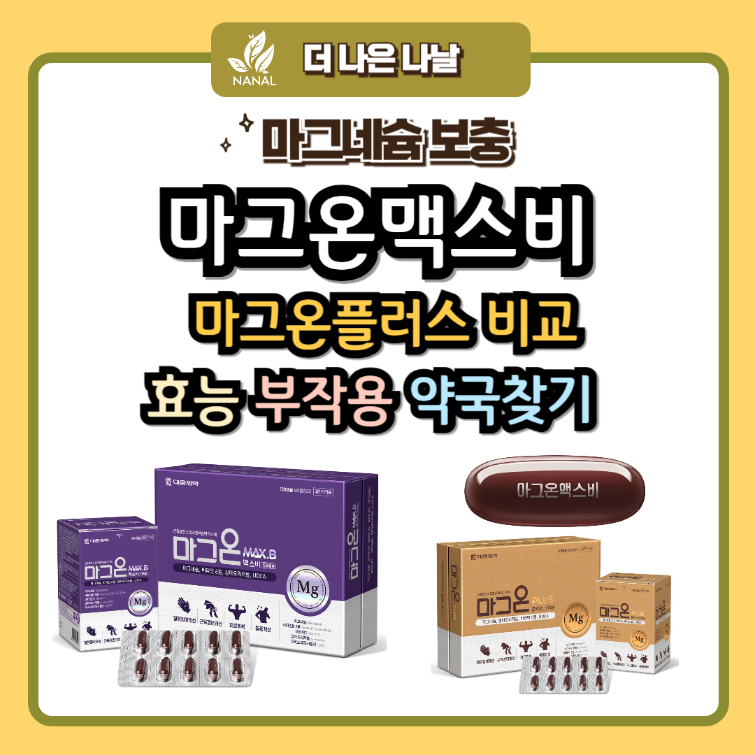 마그온맥스비 마그온플러스 비교 효능 부작용 약국찾기
