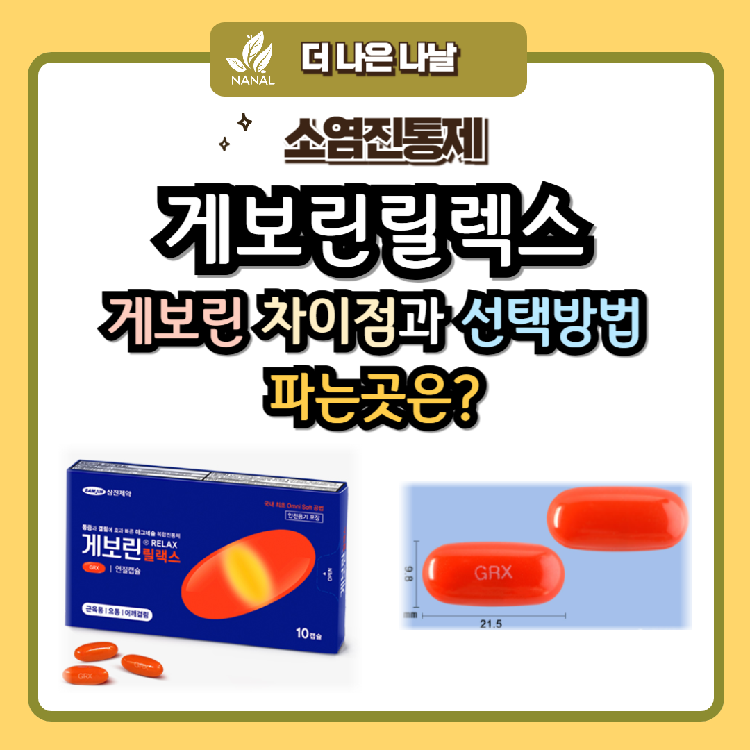 게보린릴렉스 게보린 차이점과 선택방법 파는곳은?