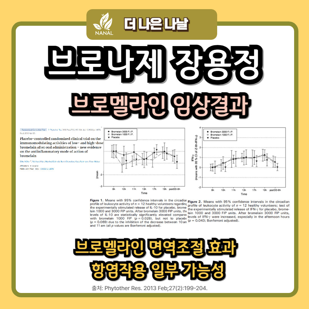 브로나제 장용정 효과 브로멜라인 임상결과