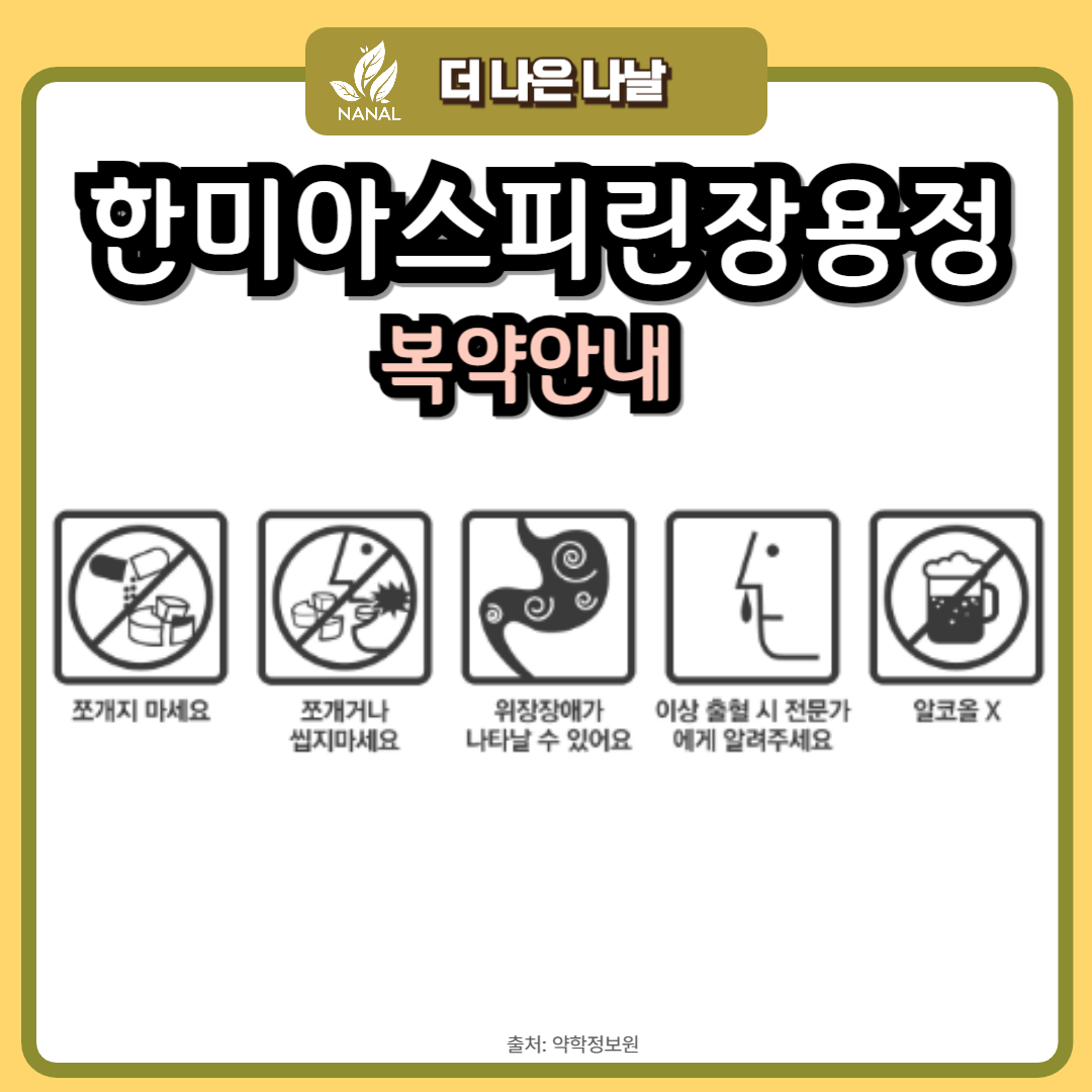 한미아스피린장용정 복약안내