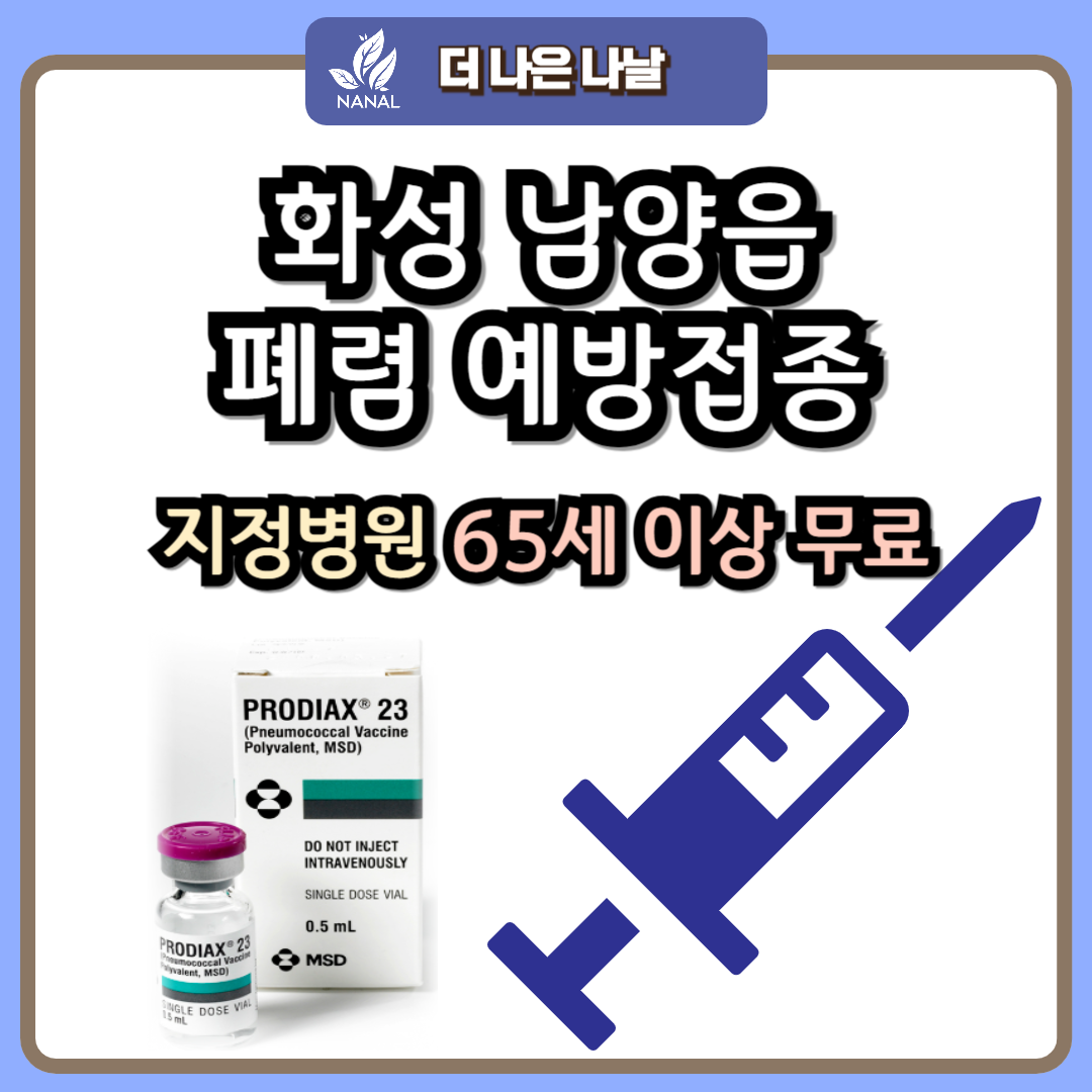 화성 남양읍 폐렴 예방접종 지정병원 65세 이상 무료