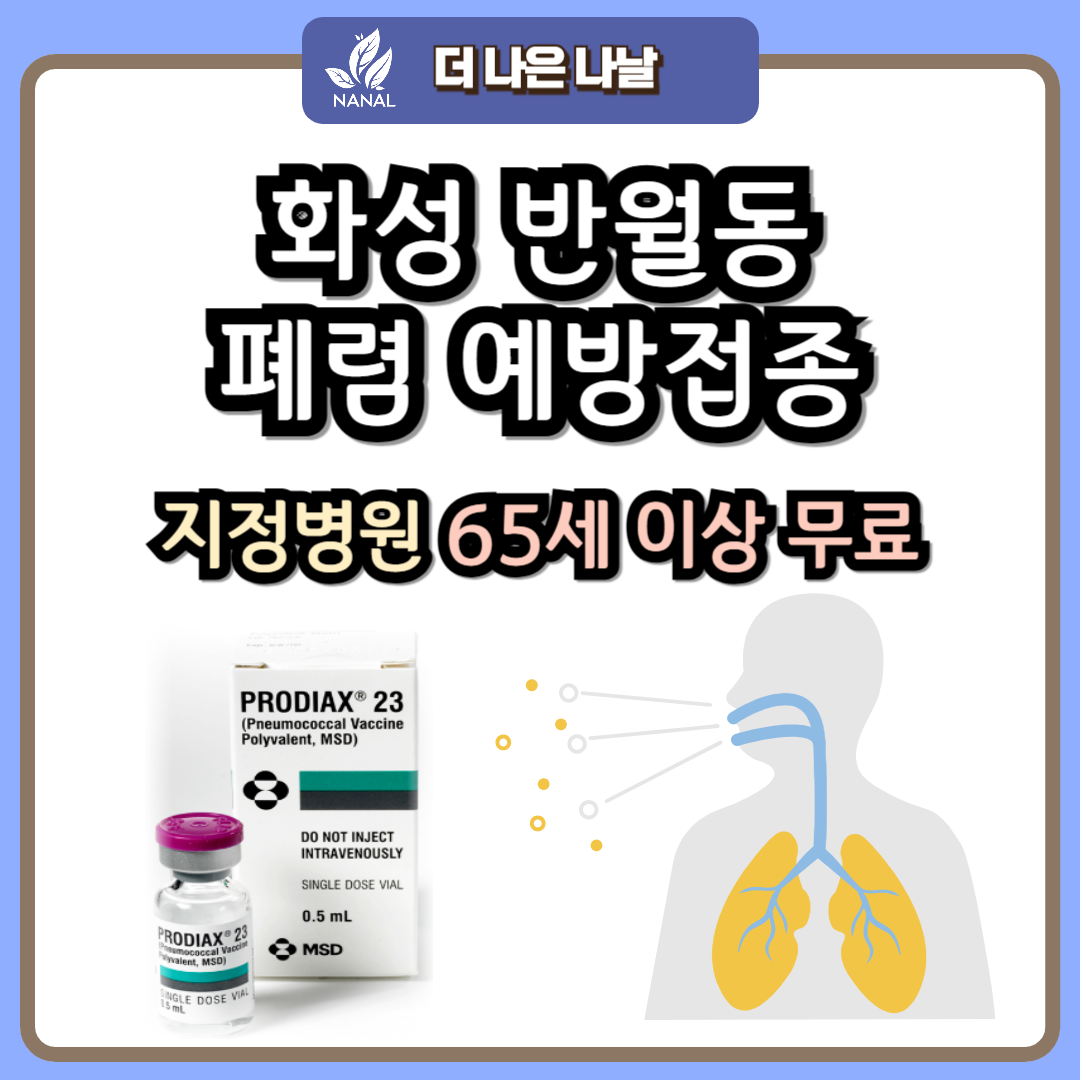 화성 반월동 폐렴 예방접종 지정기관 무료