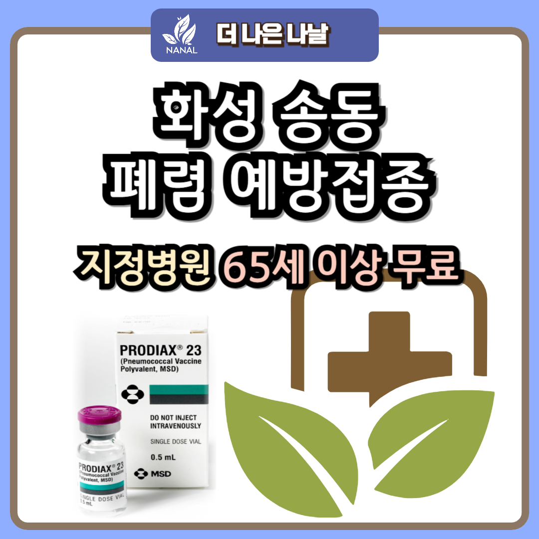 화성 송동 폐렴 예방접종 지정기관 무료