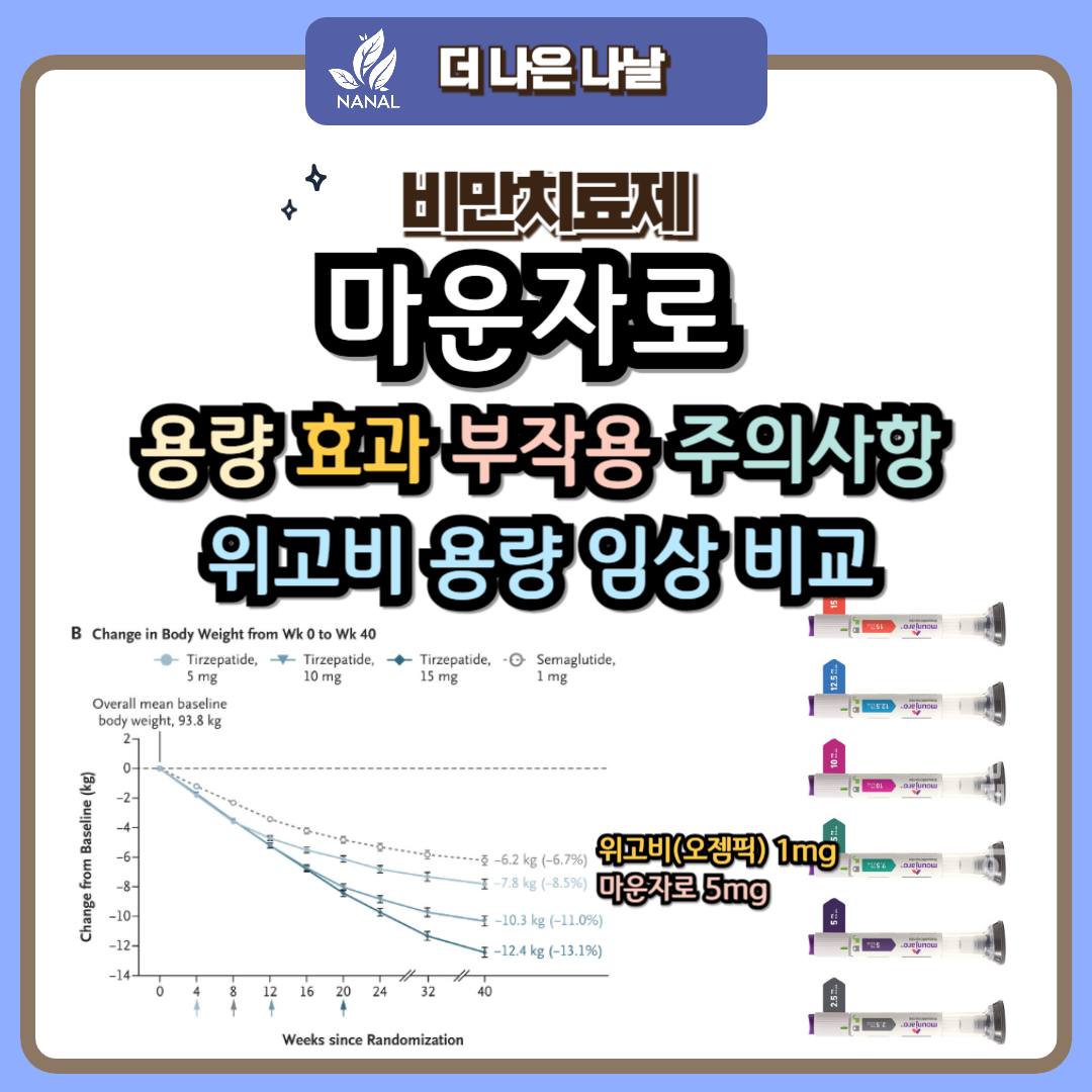 마운자로 용량 효과 부작용 주의사항 위고비 용량 임상 비교